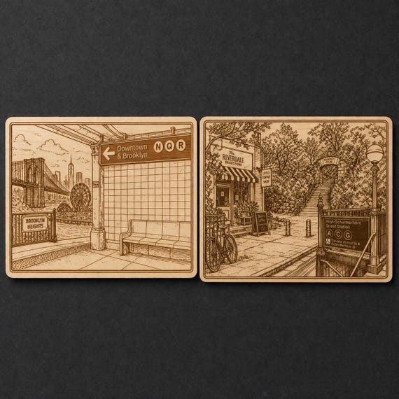 Brooklyn Art, Wood Engraved | Famous Skyline, Hidden Gems NYC Decor