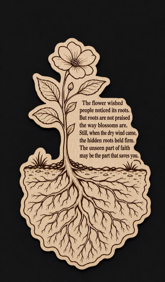 Hidden Roots Birch Plaque, Inspirational Flower Wall Art, product view 2