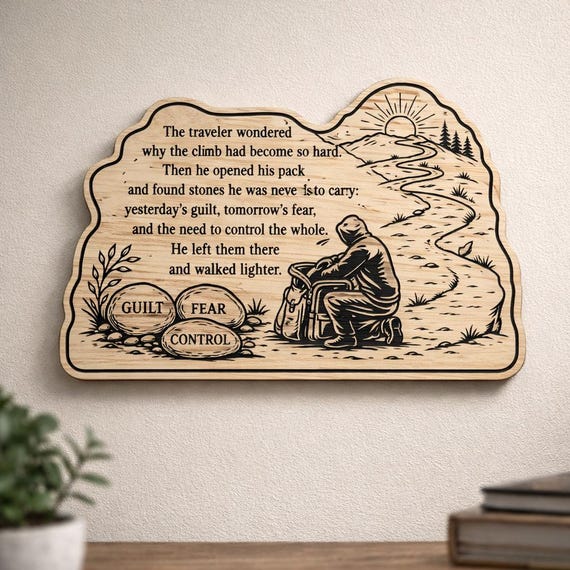 Traveler’s Burden Birch Plaque, Inspirational Wall Art