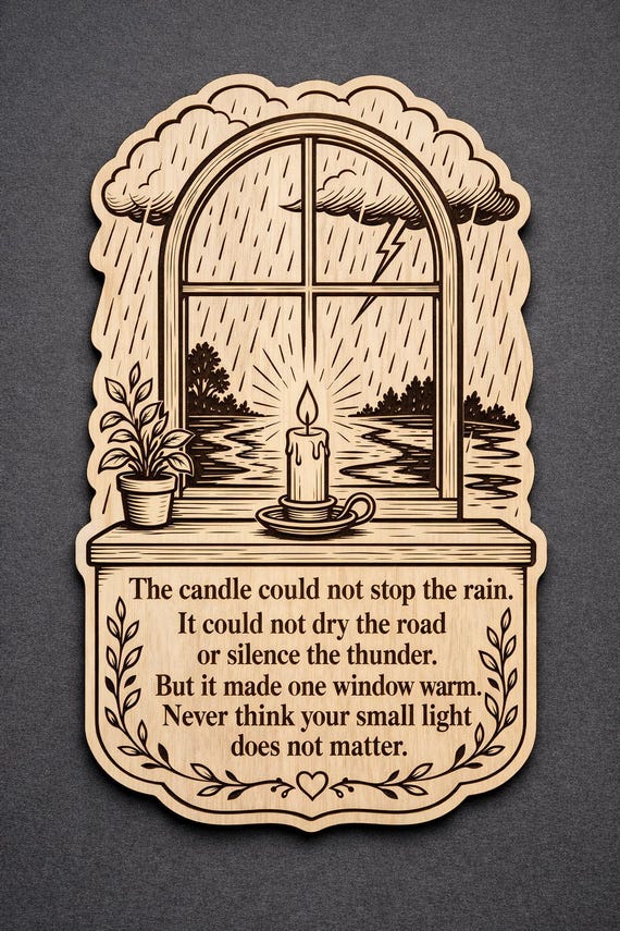 Candle in the Storm Birch Plaque, Inspirational Wall Art, product view 2
