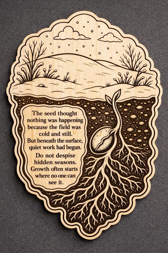 Hidden Growth Birch Plaque, Inspirational Seed Wall Art, product view 2