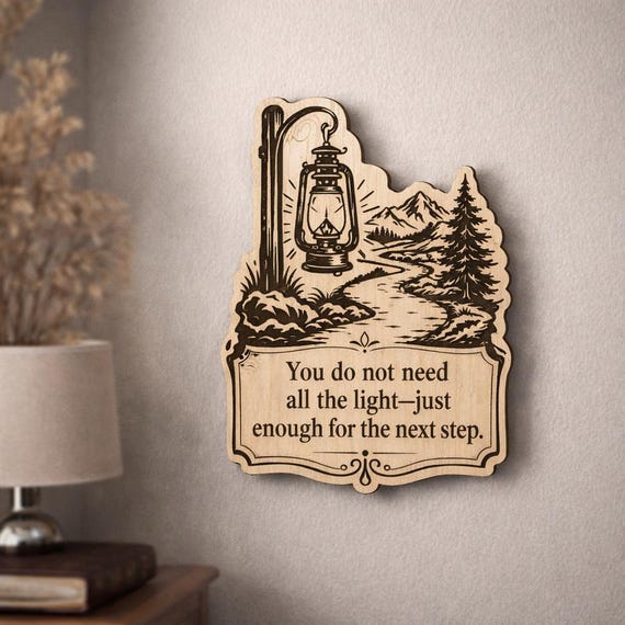 Lantern Path Wood Sign, Inspirational Birch Plaque, Next Step Quote Wall Decor, Encouraging Gift, product view 2