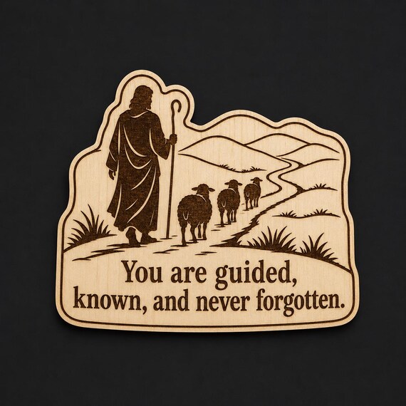 Shepherd Wood Plaque, Guided and Known Quote Sign, Inspirational Birch Wall Art With Sheep