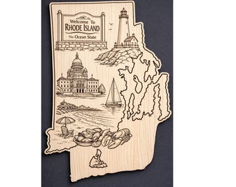 Rhode Island-houten muurkunst, welkomstbord, berkendecoratie