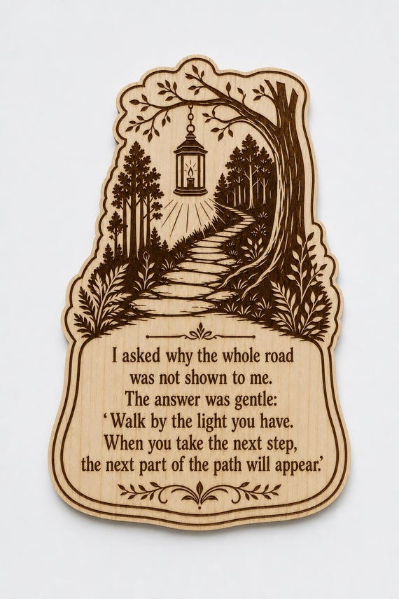 Inspirational Path Lantern Birch Plaque, Encouraging Wall Art