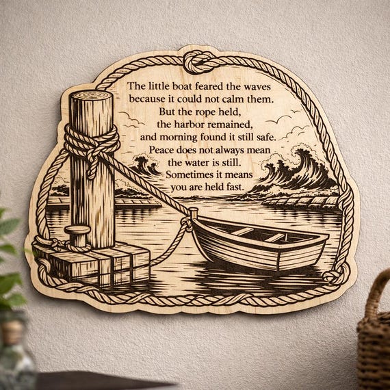 Held Fast Boat Birch Plaque, Inspirational Wall Art