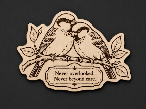 Sparrow Quote Wood Plaque – Never Overlooked