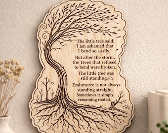 Inspirerende berkenplaquette, bemoedigende muurkunst