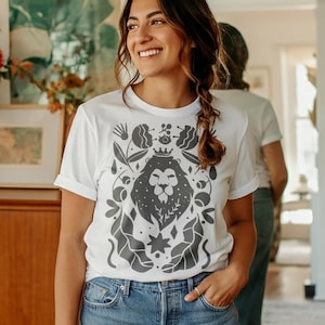 Camiseta com Horóscopo de Leão - Camiseta do Zodíaco, Regata ou Camisa de Manga Longa, Roupa Astrológica, Mapa Astral, Signo do Zodíaco