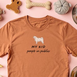 Funny Dog Parent T-Shirt: &quot;My Kid Poops in Public&quot; Sheepdog Tee