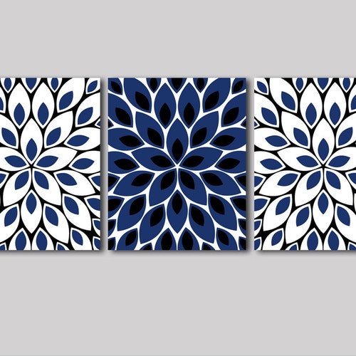 Navy Blue and White Kitchen Wall Art Decor Bless the Food Etsy