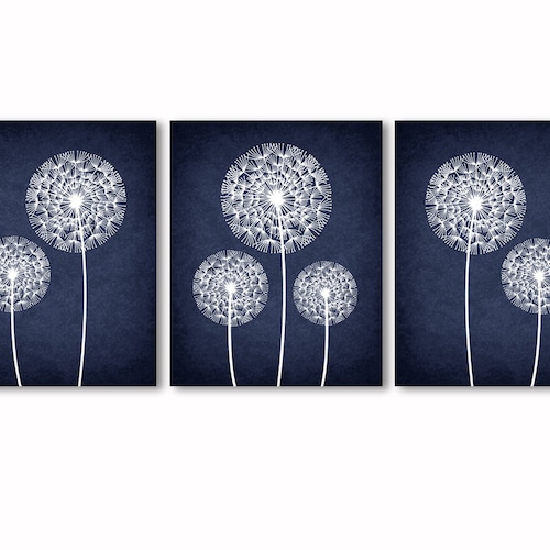 Navy Blue and White Kitchen Wall Art Decor Bless the Food Etsy