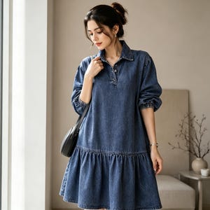 oversized denim smock dress Denim Smock Dress New Look Jean Dress Blue Denim Tiered Smock Mini Dress