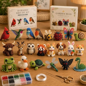 Kit per la creazione di animali 3D con perline, set fai da te per la lavorazione di insetti da giardino con perline, creazione di mini figure con perline