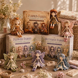 Kit de bricolaje para muñecas de hadas con patchwork, hadas de flores, calabazas y mariposas, manualidad de costura para principiantes.