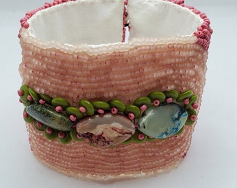 Pink on Pink Agate Bracelet Cuff