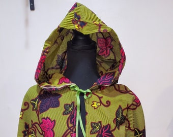 1/2 Length Green with Pink Leaves Cloak