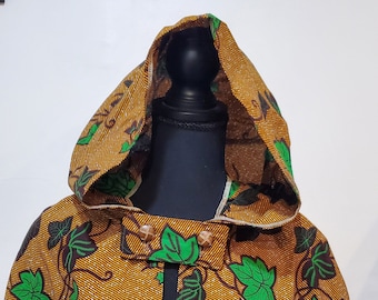 1/2 Length Brown with Green Leaves Cloak