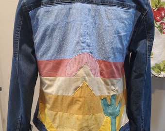 Sunrise quilt back jean jacket women's small