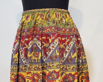 India Citton Elephant print  XXL skirt with pockets