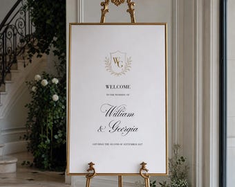 Wedding Welcome Sign Template, Old Money Black Gold Design (Digital Download)
