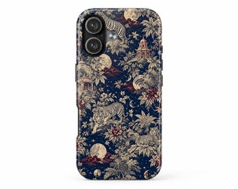 Cover per telefono con motivo tigre / Motivo botanico lunare