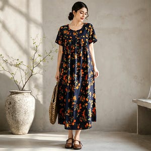 cotton patio dresses plus size Womens Lounger Patio Dress with Pockets
