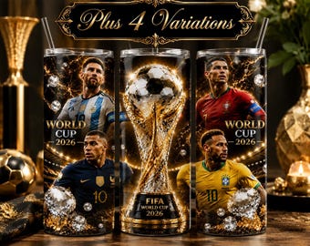 2026年ワールドカップ タンブラーラップ PNGバンドル、サッカー昇華デザイン、20オンス スリムタンブラー、サッカーファンへのギフト、4種類のバリエーション