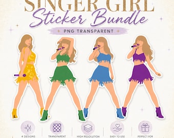 Pack d'autocollants Life of a Showgirl PNG, pack d'autocollants Taylor inspiré de l'époque, clipart Concert Girl, téléchargement numérique