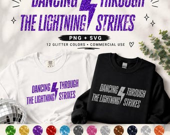 Paquete de imágenes PNG y SVG de bailarinas, bailando entre relámpagos, 12 colores (descarga digital)