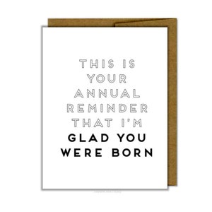 this is your annual reminder  |  single card  |  friendship card  |  birthday greeting card  |  milestone congratulations  |  funny birthday