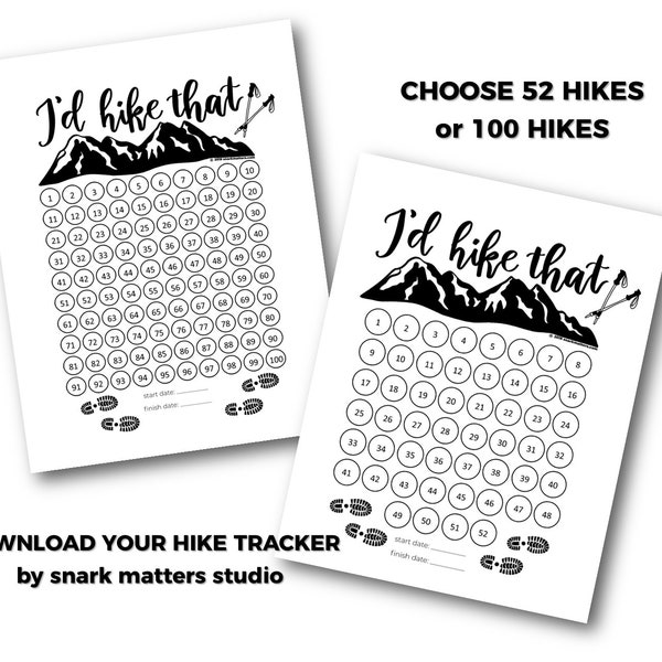 hike challenge tracker - PDF Printable Download- 'I'd Hike That' |  Color-As-You-Go Fitness Goal Planner  |  Incl. 8x10 and 5x7