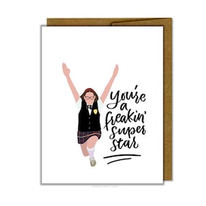 you're a freakin' superstar  |  single card  |  female empowerment  |  handlettered  |  cards for your badass friends  |  cards for BFF