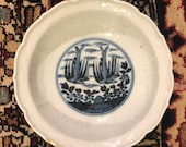 Rare Antique Japanese Impressed Molded Porcelain Bowl Marked