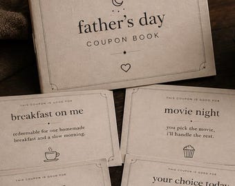 Libro de cupones para el Día del Padre / 12 regalos minimalistas imprimibles (descarga instantánea)