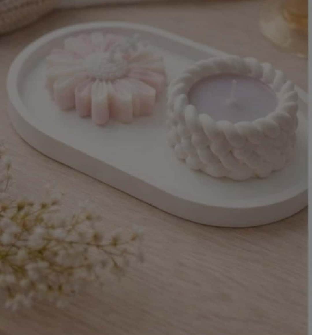 Handmade Soy Wax Candle Set | Floral Minimalist Tray Decor, Gift for ...