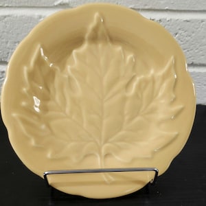Vintage Fall Longaberger Pottery Plate: Butternut Yellow Falling Leaves Dessert Dish