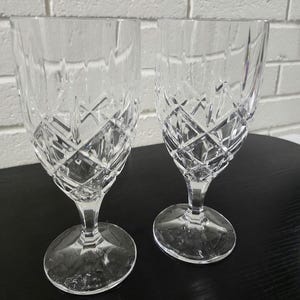 Vintage Gorham Crystal Lady Anne Signature Wine Glasses Set of 2 Cut Glass Stemware Made in Germany