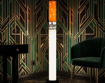 Marlboro Lamp Giant Cigarette Floor Light - Pop Art Retro LED Room Decor, Handmade Acrylic Nostalgic Collector Lamp, Unique Boyfriend Gift