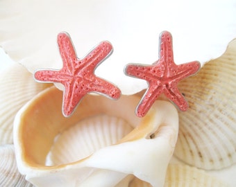 Sea star stud earrings coral starfish earrings Hawaiian jewelry, sea beach coral studs, inspired by nature