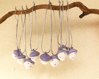 Clay Acorns lavender purple polka dot Air dry clay Handing decor set