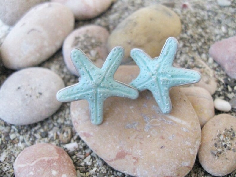 Sea star stud earrings coral starfish earrings Hawaiian jewelry, sea beach coral studs, inspired by nature image 2