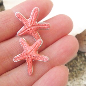 Sea star stud earrings coral starfish earrings Hawaiian jewelry, sea beach coral studs, inspired by nature image 3