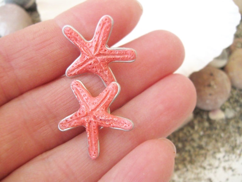 Sea star stud earrings coral starfish earrings Hawaiian jewelry, sea beach coral studs, inspired by nature image 3