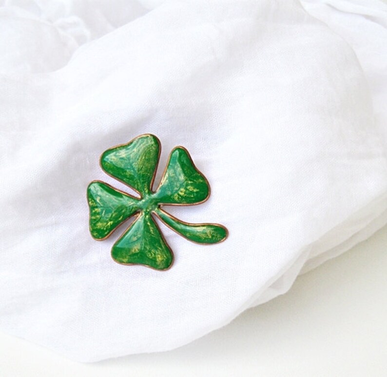 Broche Trèfle 4 Feuilles - Cristal Et Alliage - Porte-bonheur - Cadeau Femme - Anniversaire, Noël