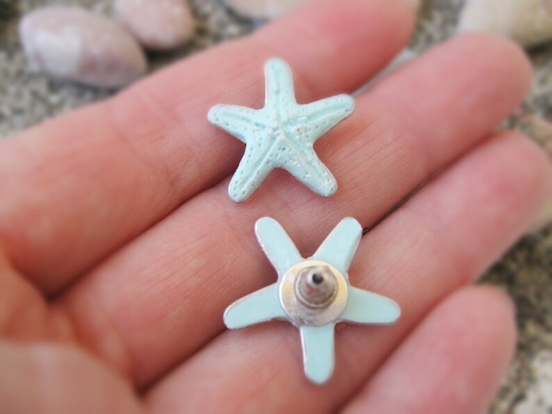 Sea star stud earrings coral starfish earrings Hawaiian jewelry, sea beach coral studs, inspired by nature image 5