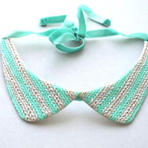 Mint Peter Pan Collar, Polymer Clay Collar Necklace, Large Bib Necklace Unique Handmade Accessory gift for her