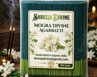Mogra Jasmijn Wierookstokjes | Handgemaakte Indiase Agarbatti, Bloemig Aroma voor Meditatie (100 stuks)