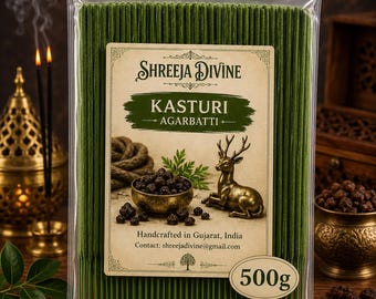Handgemaakte Kasturi Musk wierookstokjes | Indiase agarbatti voor yoga, gebed en huiselijke sfeer (500 g)