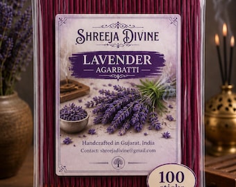 Handgemaakte lavendelwierookstokjes | Indiase agarbatti voor yoga, meditatie en ontspanning (100 stuks)